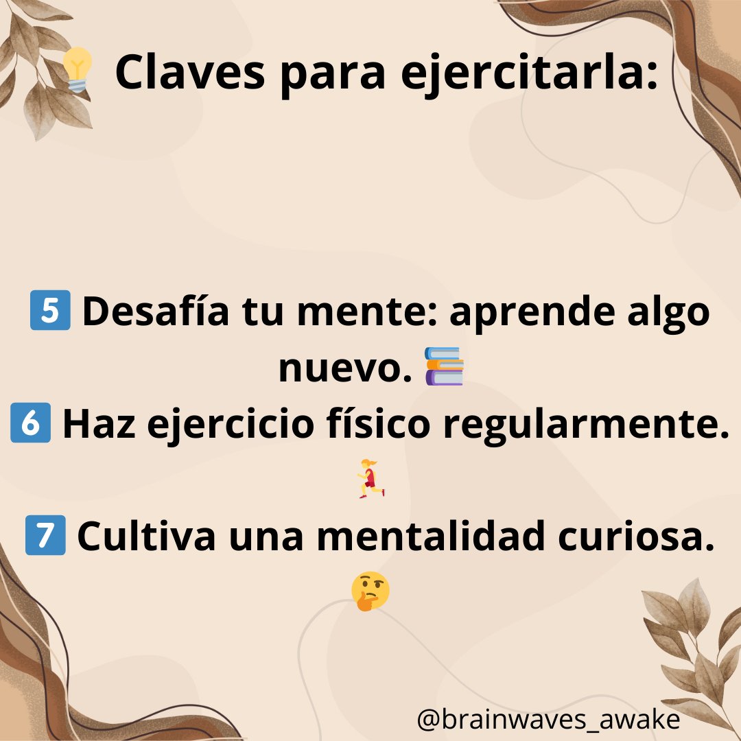 lauracaro989's tweet photo. 🌟 FLEXIBILIDAD COGNITIVA ENTRENANDO TU MENTE 
1️⃣ Plantearnos objetivos🎯
2️⃣ Escuchar el feedback🤝
3️⃣ Priorizar el ocio y el descanso🎶
4️⃣ Reducir el tiempo✅
5️⃣ Practicar actividades 🧩
6️⃣ Incorporar activi
7️⃣ Cultivar una mentalidad curiosa.
#FlexibilidadCognitiva #MenteActiva https://t.co/q3xIRBbiMX