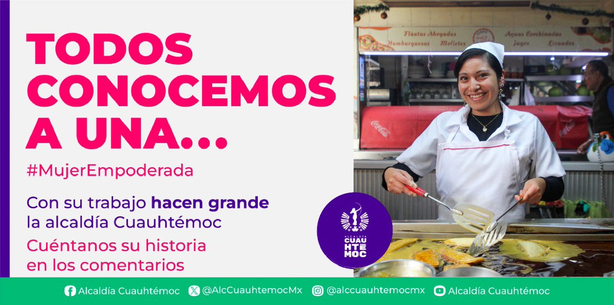 AlcCuauhtemocMx's tweet image. 👩‍🔧 Todos conocemos a una…
#MujerEmpoderada que hace grande la Cuauhtémoc con su dedicación y esfuerzo.

📣 Cuéntanos su historia en los comentarios. ¡Hagamos visibles sus logros!