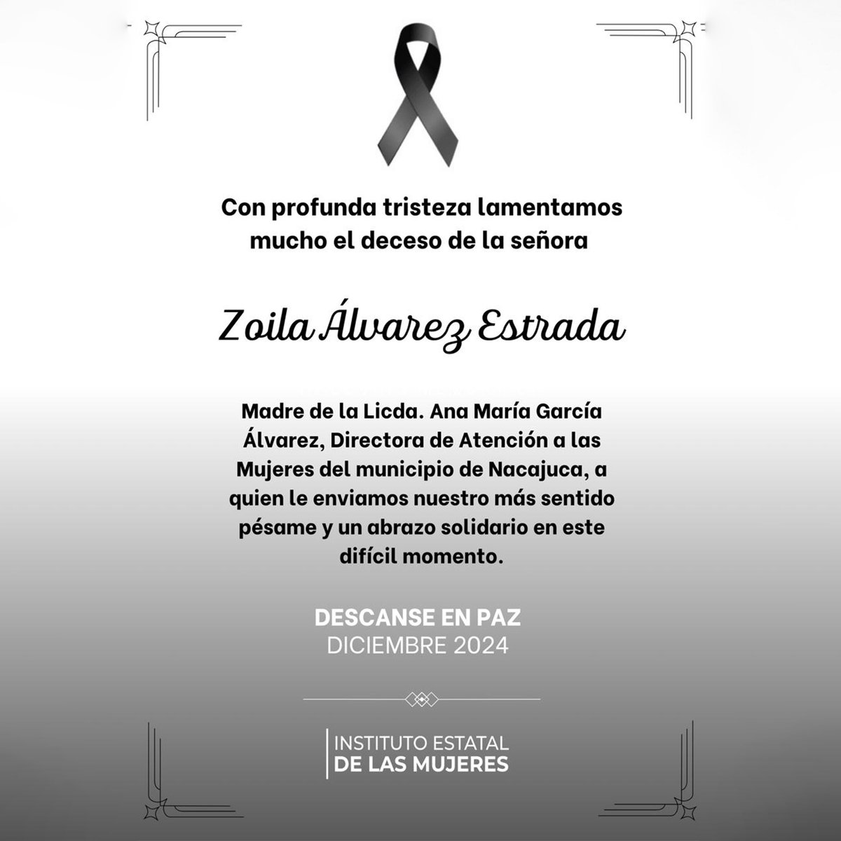 En paz descanse la Señora Zoila Álvarez Estrada. ✝️