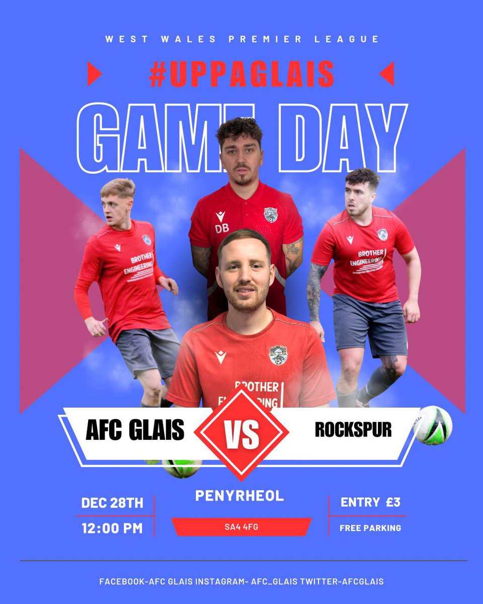 afcglais's tweet photo. Our 1sts are travelling to @RockspurFords in MD 17 of this season’s @PremierWales.
The boys are hoping for some festive luck as we face top of the league. 

All support would be appreciated! 
Once again thank you to all our club and player sponsors for their continued support❤️💙 https://t.co/pMZBlBlHd5