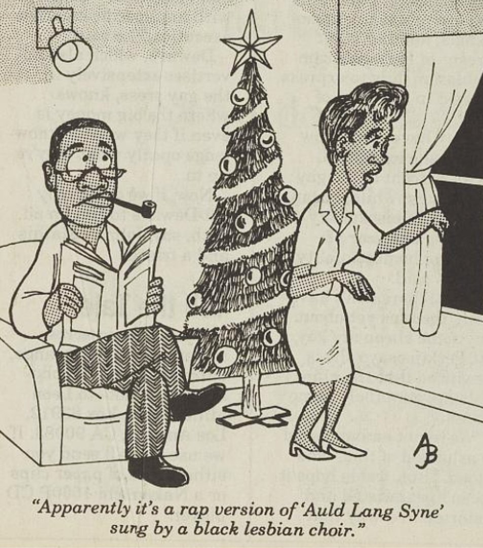 oneinstitutela's tweet photo. Happy New Year from One Institute! 🥳🪩🎉

Image: A.J. Benny, Cartoon from “BLK” Magazine, Jan. 1990. Periodicals collection, ONE Archives at the USC Libraries. @onearchivesusc #ArchiveFriday https://t.co/7S5sEyKOUg