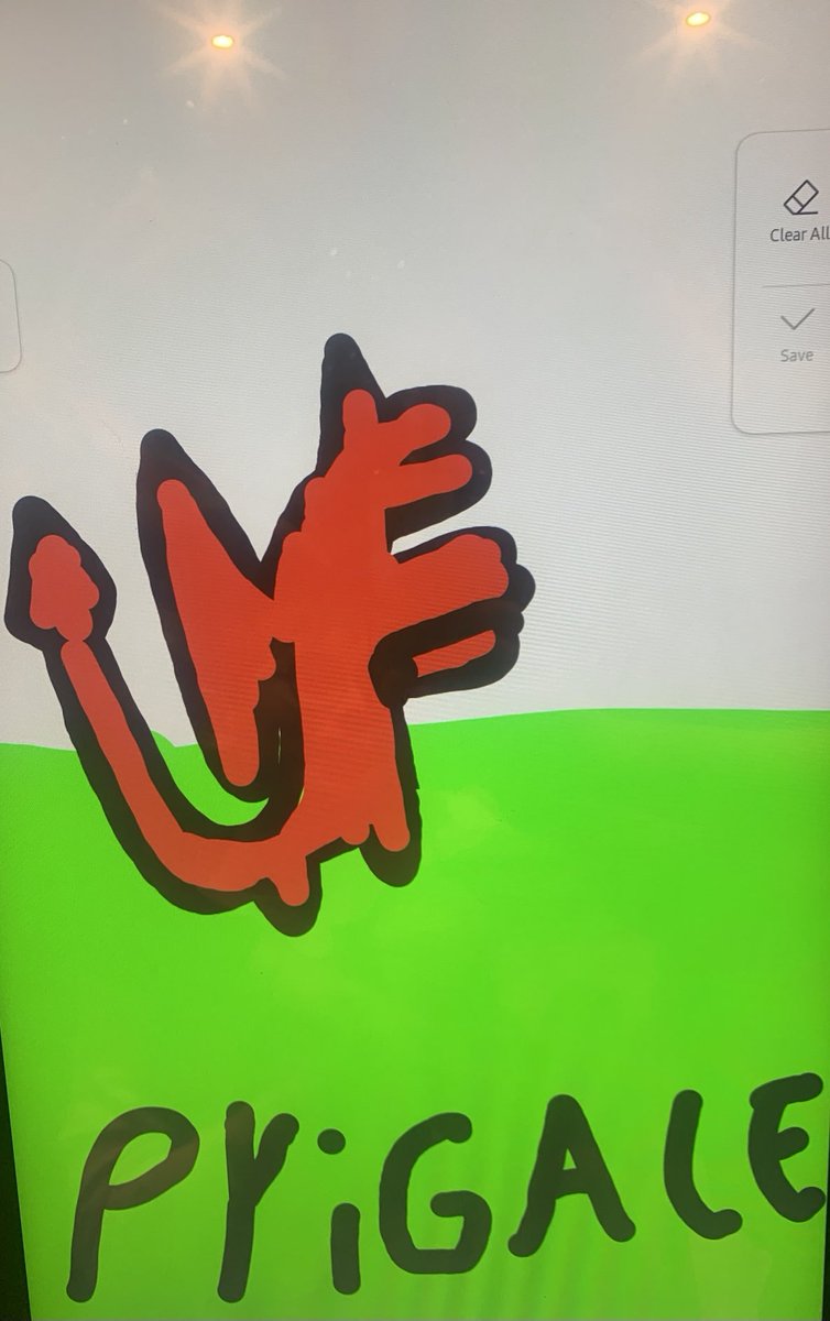 I challenged my nephew (who is French) to draw a dragon. He came back with what I think says “Paye de Galles”
10/10 would do again!