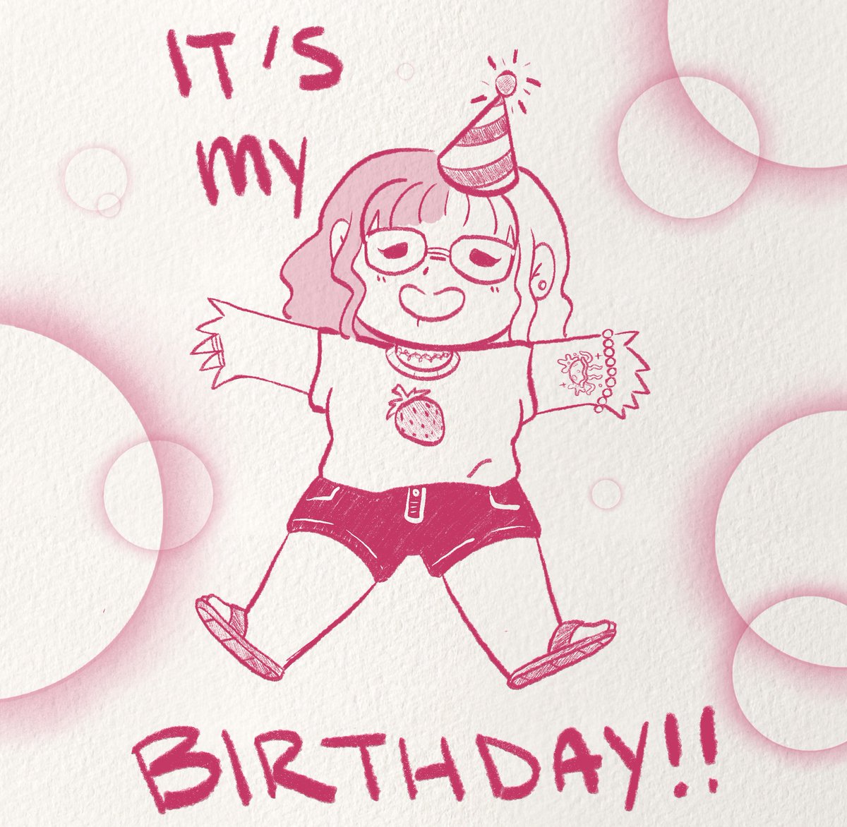 WildberryPopTrt's tweet photo. Drew this on my 29th birthday, only 6 months late. 💖😬 #betterlatethannever #birthdayart https://t.co/wmQ3NQxwIW
