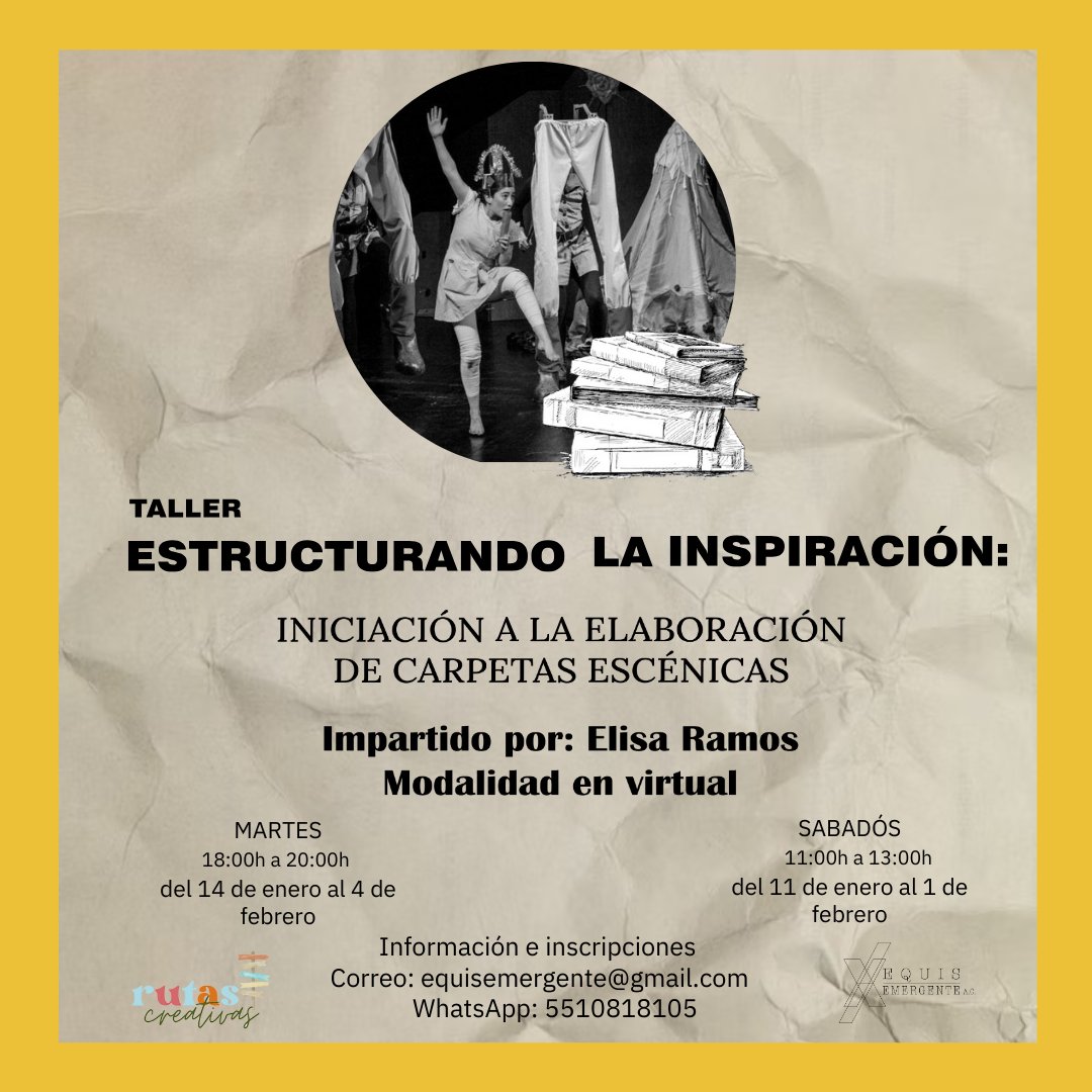 🌟 Descubre cómo estructurar tus ideas creativas y convertirlas en proyectos exitosos 🎨

¡Lleva tu talento al siguiente nivel con el taller "Estructurando la Inspiración: Introducción a la Elaboración de Carpetas"!

¡Transforma tus ideas en realidad! 🚀
#Taller #viernes #2025