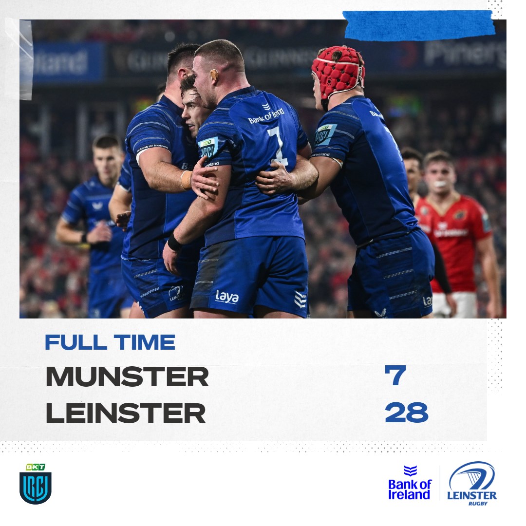 We leave Limerick with a bonus point win. 💪

#MUNvLEI #NeverLessThanEverything