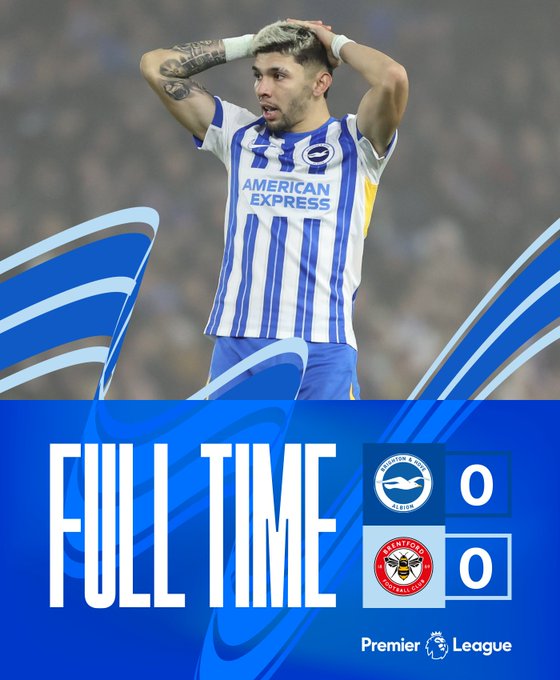 0-0 FT graphic featuring Julio looking frustrated. Unlucky, Albion.