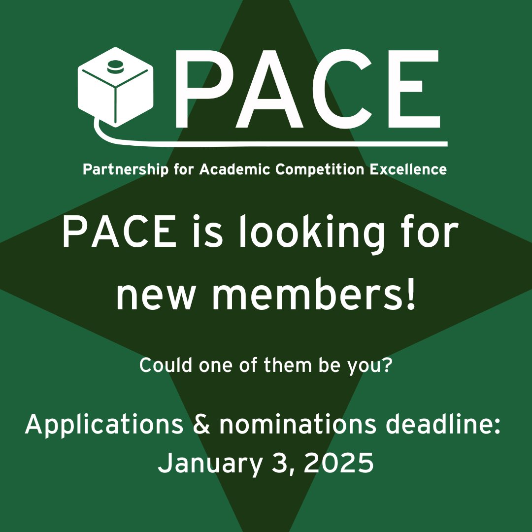 Do you or someone you know have a passion for high school quizbowl? Apply or nominate someone for membership to PACE today! More details can be found at pace-nsc.org/2024/12/27/win…