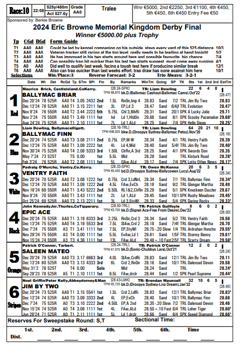 porkys22's tweet image. 2024 Eric Browne Memorial Kingdom Derby Final 
Winner €5000.00 plus Trophy 🏆
Winner €5000, 2nd €2250, 3rd €1100
@KingdomDogTrack #Tralee #Derby 
👀🐶📹🔽