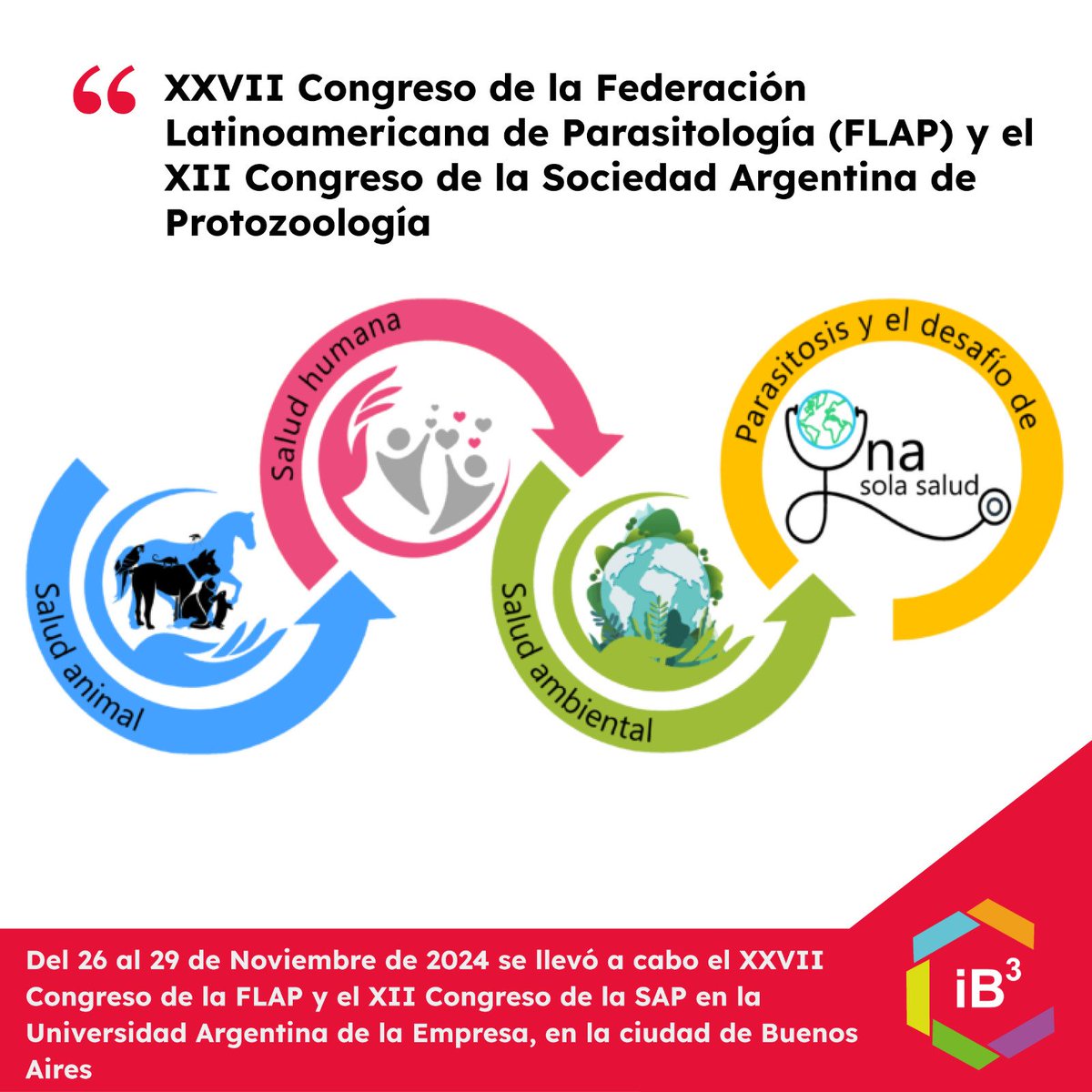 ib3enfcen's tweet photo. Del 26 al 29 de noviembre de 2024 se llevó a cabo el XXVII Congreso de la FederaciónLatinoamericana de Parasitología (FLAP) y el XII Congreso de la Sociedad Argentina de Protozoología, en Buenos Aires, Argentina.
En este evento dieron charlas tres integrantes del iB3: https://t.co/tYjBhzHNhn