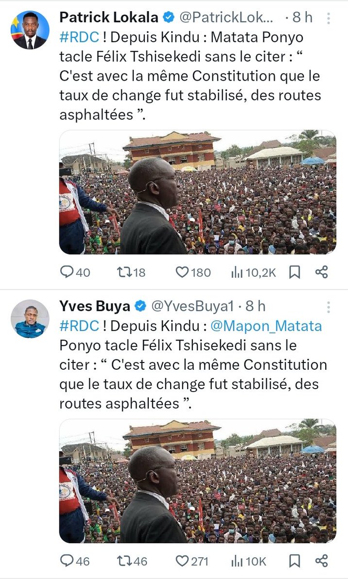 Qui est robot et journaliste entre les deux ? <a href="/LKimuntu/">Lalionne Kimuntu</a> #motuna 🙏
@3Ledia3 <a href="/7sur7_cd/">7SUR7.CD</a> <a href="/ABolodjwa/">Alain BOLODJWA IBOLA</a> <a href="/actualitecd/">ACTUALITE.CD</a> <a href="/alainmwamba/">Alain St Pierre Mwamba</a> <a href="/Mapon_Matata/">Matata Ponyo Mapon</a> <a href="/Tele_50/">Télé 50</a> <a href="/moise_katumbi/">Moise Katumbi</a> <a href="/MartinFayulu/">Martin Fayulu</a> <a href="/PapyTAMBA/">Papy TAMBA</a> <a href="/HeritierMaila/">Héritier MAILA</a> <a href="/JoseMukendi2/">José Mukendi</a> <a href="/AugustinKabuyaT/">Augustin KABUYA</a> <a href="/NicoFay58560/">น้องบี 📌รับแลกรีทวิต📌</a> <a href="/7sur7_cd/">7SUR7.CD</a>