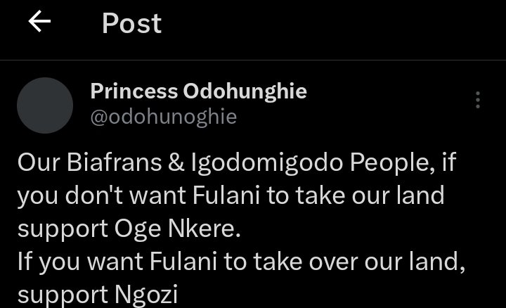 GGodknowet72599's tweet photo. This is the princess bini lady, always telling us to remove una biafran from bini people that always against Biafran libration movements holds space Obidiot pple are now asking biafran to support oge nkere,chai how do we get there pls my pple just imagine,oge and vam vam, sunny https://t.co/3OFem5xNrD