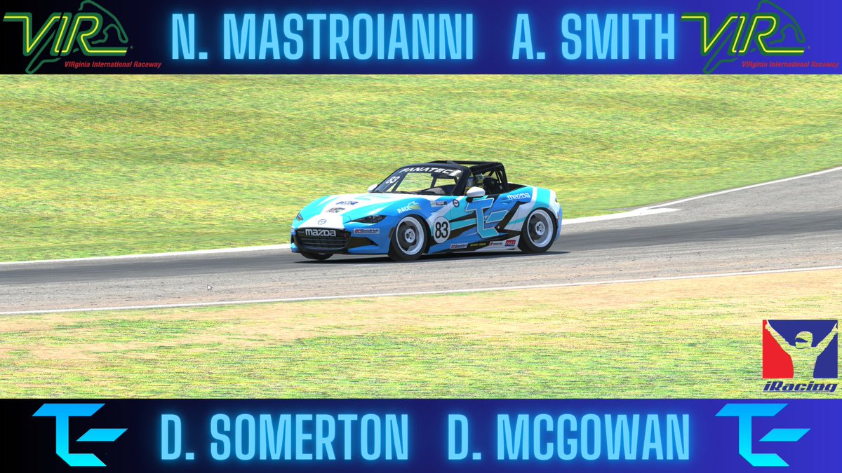 We hope everyone enjoyed their Christmas and time with their families! 🎄 

We are live with our first ever iRacing Event! 🏁

We are in Virginia with our beautiful Mx5 driven by 3 of our new recruits and one of the Managers taking part 🤵

Good luck boys and have fun! 💪