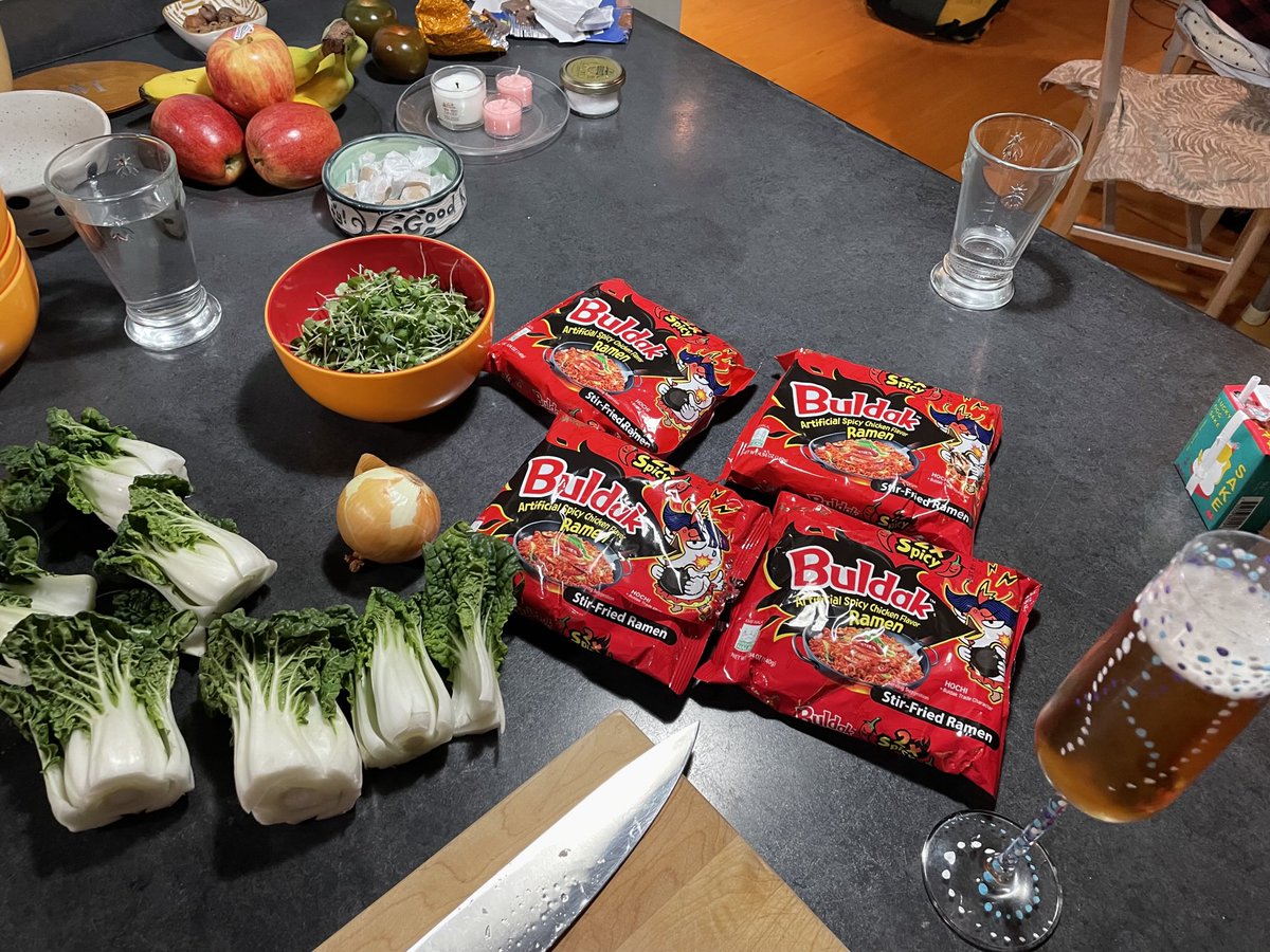 Tonight we are having a ramen so spicy it has been banned in Denmark. I am not kidding.