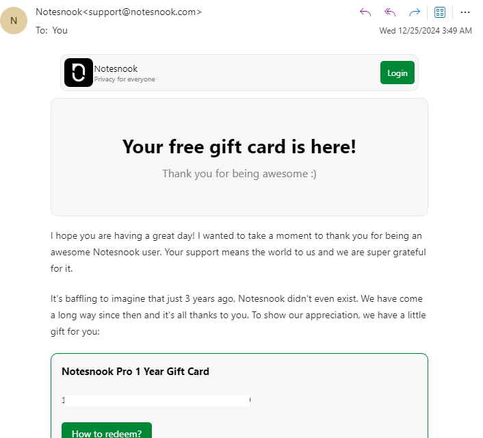 nickm81's tweet image. I&apos;m aware this sounds like a total scam, but would any @Notesnook basic users like a free 1-year Notesnook Pro sub? Apparently several of them went out to current Pro subscribers, and the only other people I know who take notes religiously already use #Notesnook. :) DM plz