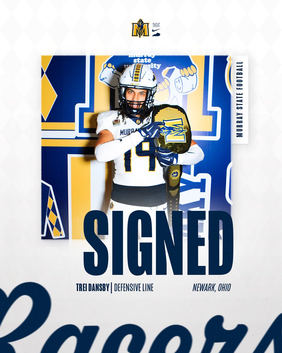 Murray State Football (@racersfootball) on Twitter photo ๐๐๐ก๐๐ค๐ข๐ ๐ฉ๐ค ๐ฉ๐๐ ๐๐๐ โ๏ธ
๐ชช <a href="/DansbyTrei/">Trei Dansby</a>
๐ 6โ4 // 235 lbs, Defensive Line
๐ Newark, Ohio
#GoRacers๐ ๐๐๐ก๐๐ค๐ข๐ ๐ฉ๐ค ๐ฉ๐๐ ๐๐๐ โ๏ธ
๐ชช <a href="/DansbyTrei/">Trei Dansby</a>
๐ 6โ4 // 235 lbs, Defensive Line
๐ Newark, Ohio
#GoRacers๐