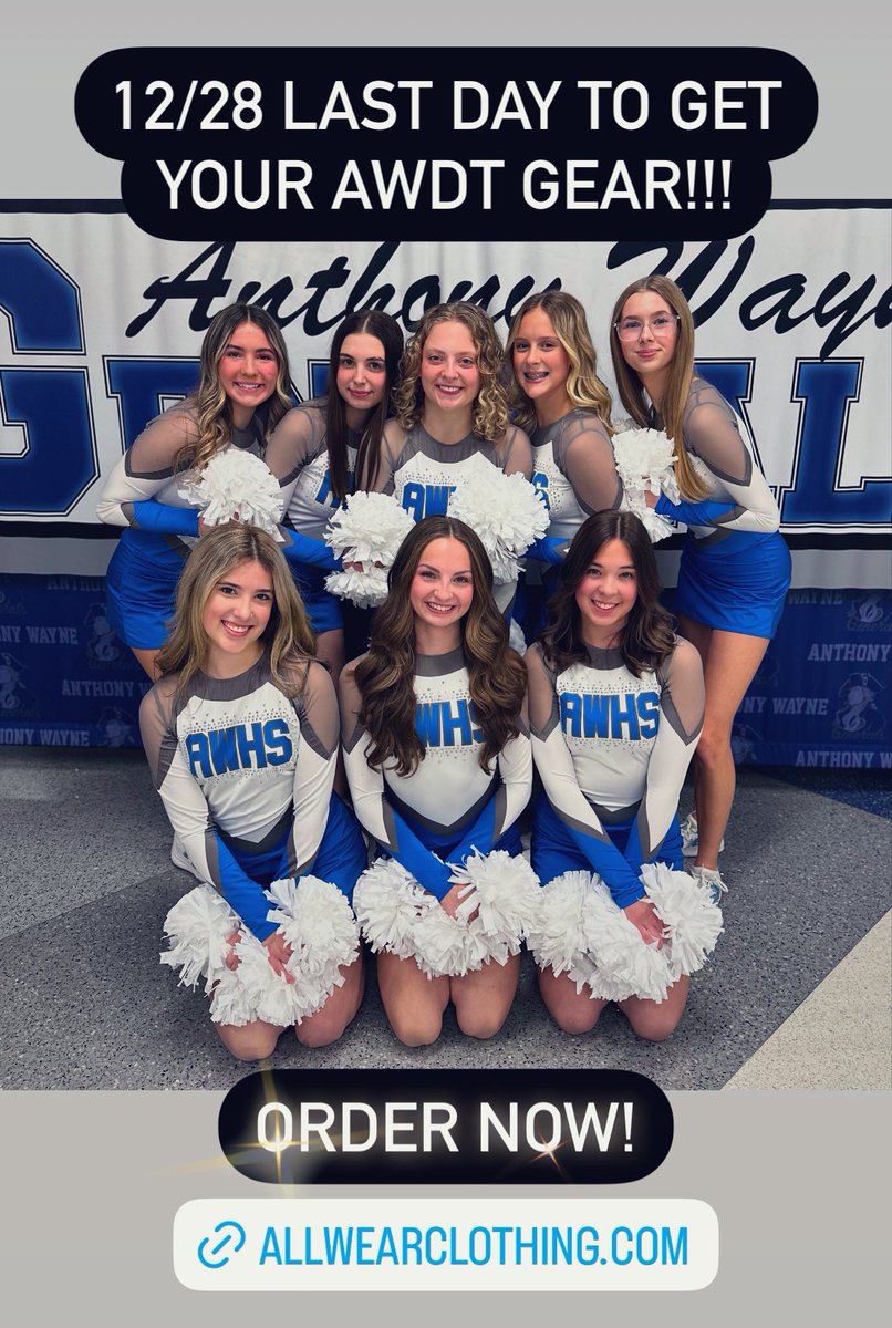AWHS_DanceTeam's tweet photo. https://t.co/NB4GwqXxK7

LAST DAY IS TOMORROW!!! ORDER NOW!!!💙🤍💙 https://t.co/hrQsTYdqpe