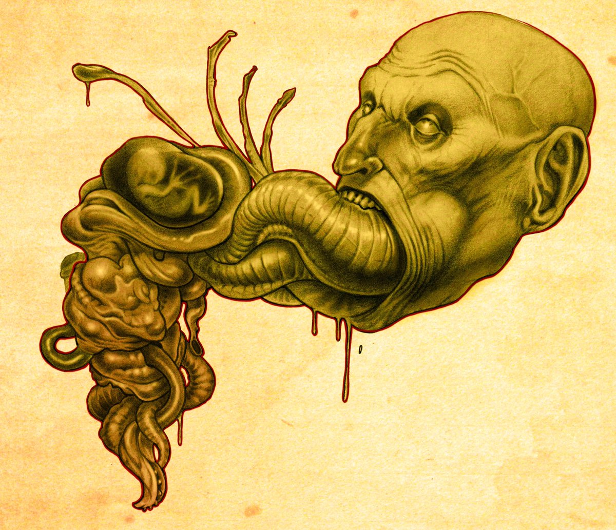 EntennStudio's tweet image. Hope you enjoyed the Christmas food. 😅 #indieartist #darkart #heavymetalmagazine #horrorart #entenn #darkart