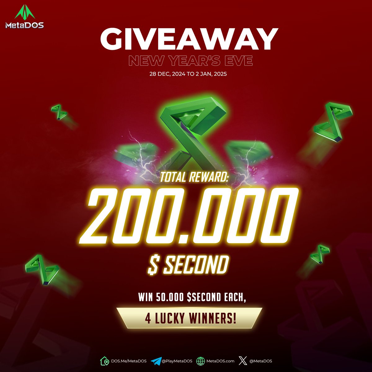 🎉 GIVEAWAY NEW YEAR'S EVE! 🎉

We want to thank the amazing hunters for your continued support throughout the year. To celebrate the upcoming 2025, we’re hosting an exciting giveaway with a prize of 200,000 $SECOND! 🌟

Joining is simple – just follow these steps:

1. Follow