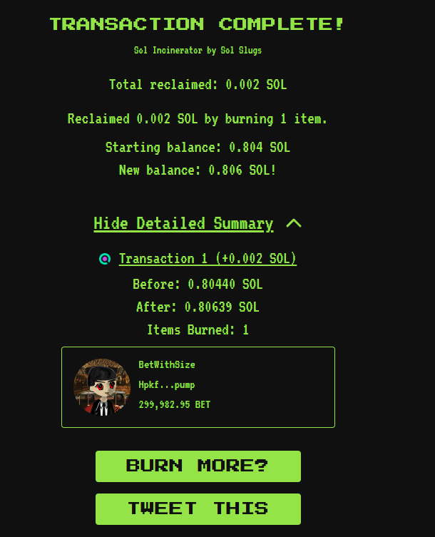 Bought and burned some more.