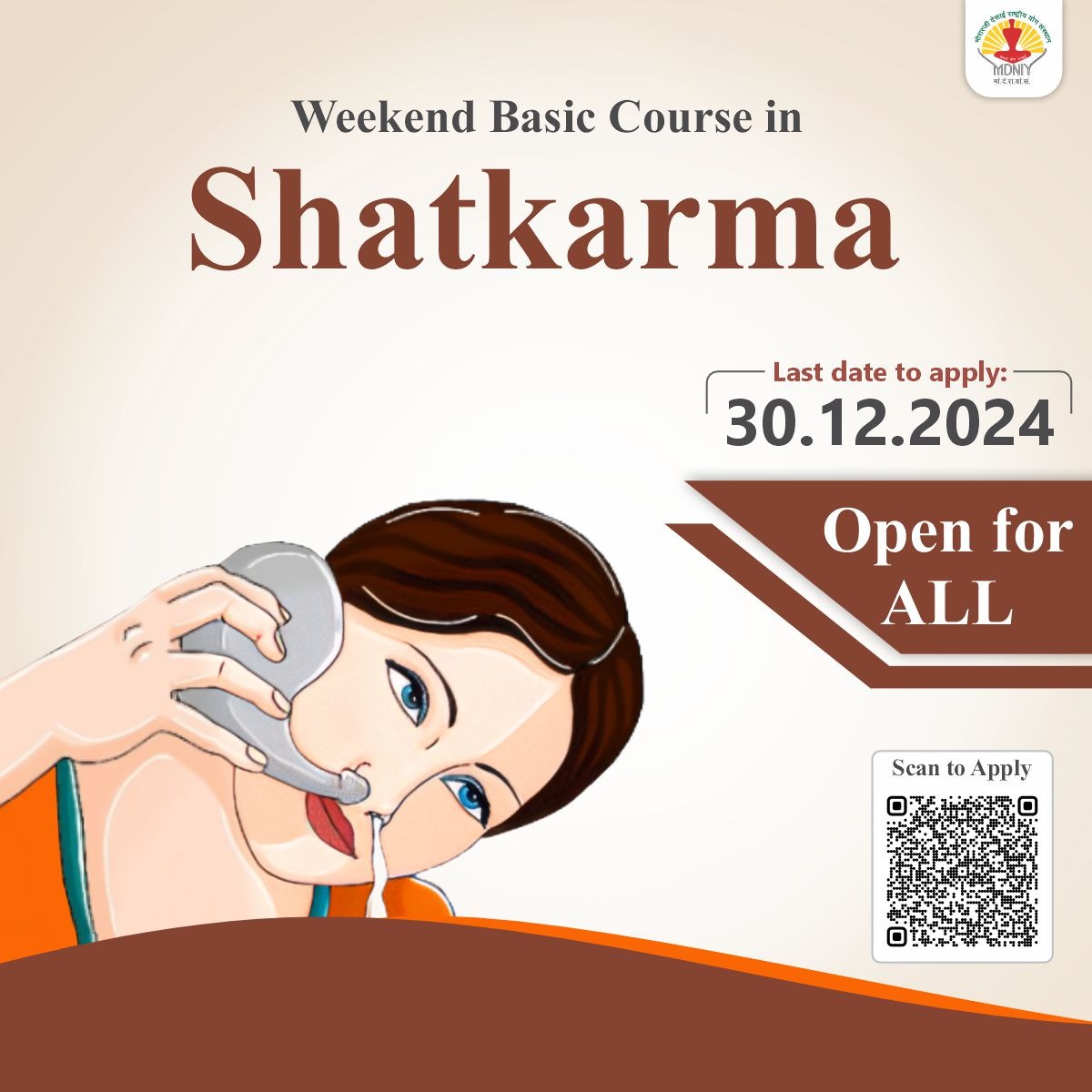 mdniy's tweet image. Don&apos;t miss out! 🕒️

Only 2 days left to apply for MDNIY&apos;s 1-month Shatkarma course.🧘‍♀️ Unlock the power of ancient Yogic cleansing techniques. Scan or click: forms.gle/Qo66TW61TsvBSA…

#YogaCourse #YogaScience #WellnessProgram #MDNIY #Shatkarma #LastChance #ApplyNow…