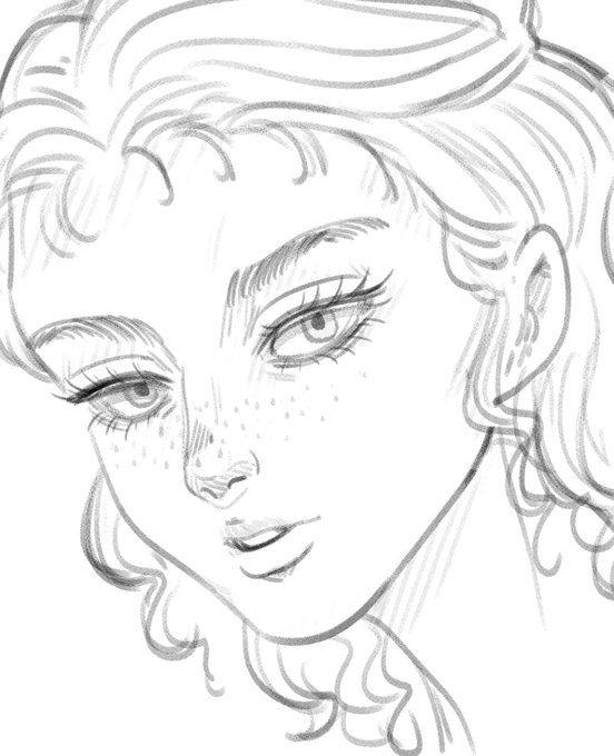 落書き練習。目をそこまで現実離れしていない大きさに描くと、左右の鼻翼をしっかりめに描いてみても、違和感なく馴染むのかなと思った。 