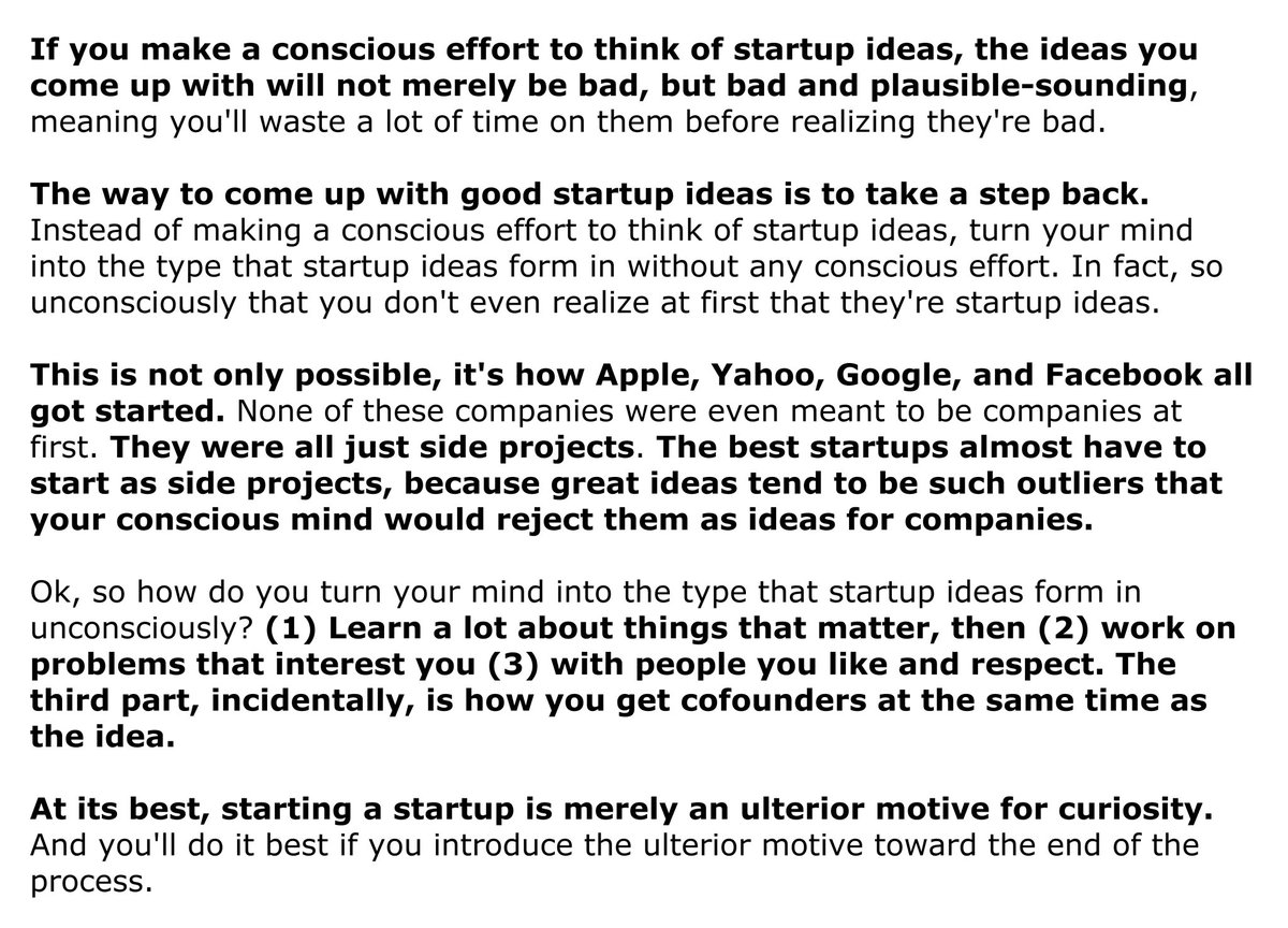 Paul Graham's words on successful startup ideas
