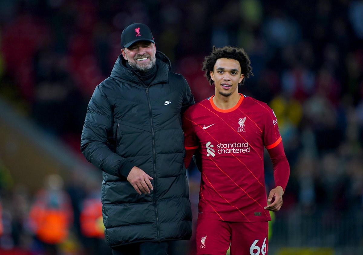 Jurgen Klopp in 2018: "Stay here [Liverpool] and they will end up building a statue in your honour. Go somewhere else, to Barcelona, to Bayern Munich, to Real Madrid, and you will be just another player. Here you can be something more."

Trust Jurgen <a href="/TrentAA/">Trent Alexander-Arnold</a>...