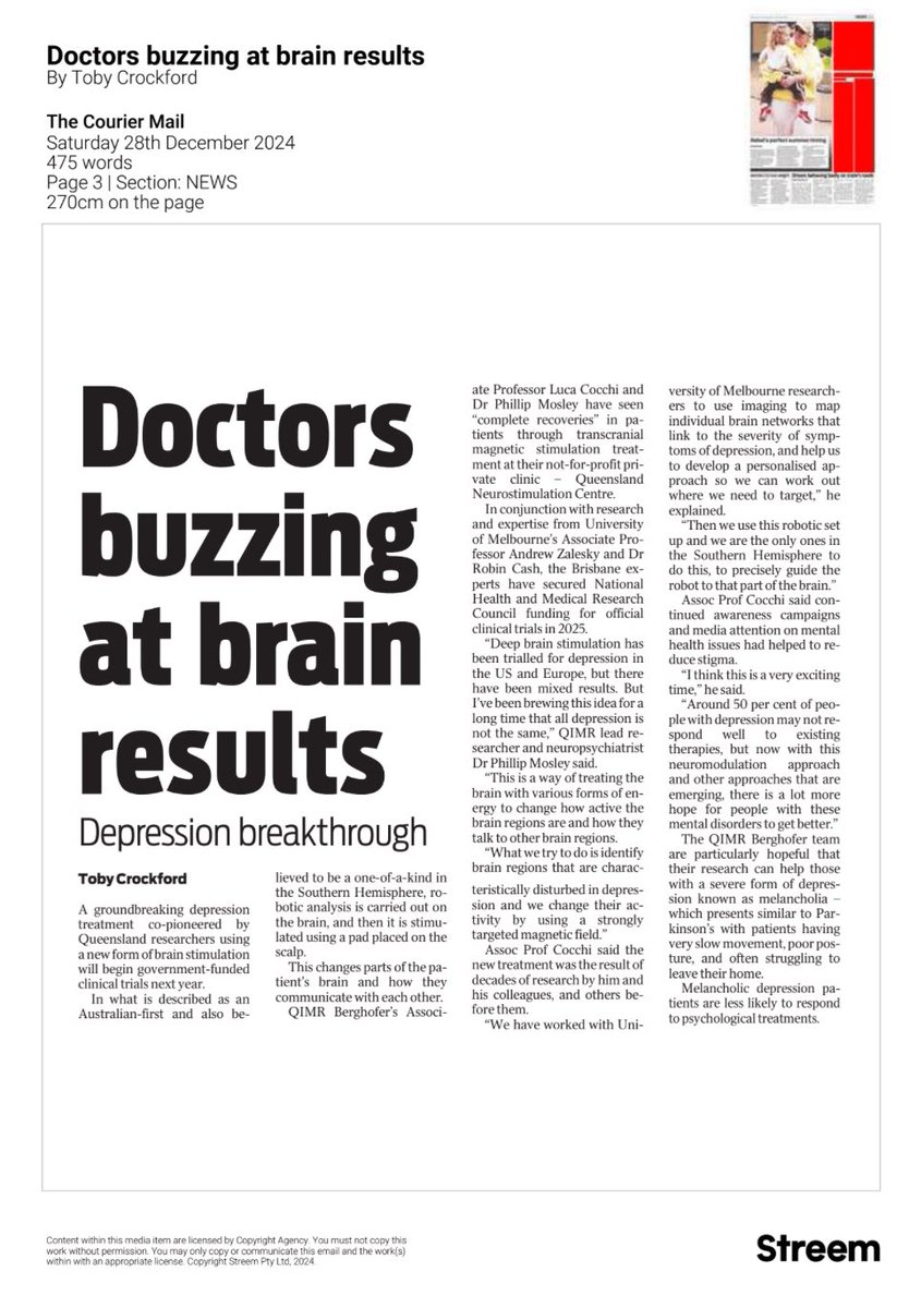 Dr Philip Mosley (@drphilipmosley) on Twitter photo Thank you <a href="/couriermail/">The Courier-Mail</a> for covering our research into #depression and #melancholia <a href="/QIMRB_Institute/">QIMR Berghofer</a> Thank you <a href="/couriermail/">The Courier-Mail</a> for covering our research into #depression and #melancholia <a href="/QIMRB_Institute/">QIMR Berghofer</a>