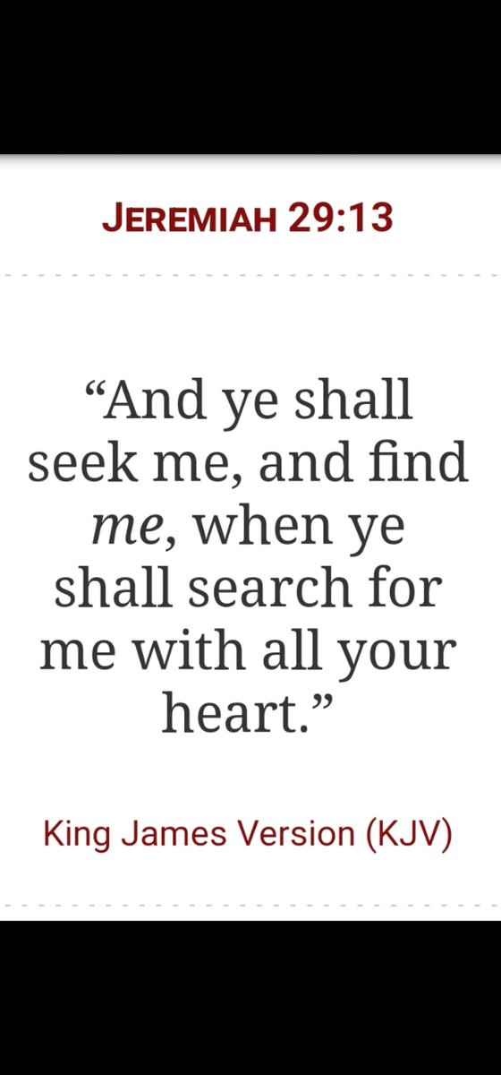 Cairnlodge1's tweet image. #Jeremiah 29:13

“And #ye #shall #seek #me, and find me, when ye shall search for me with all your heart.”

#KingJamesVersion #KJV