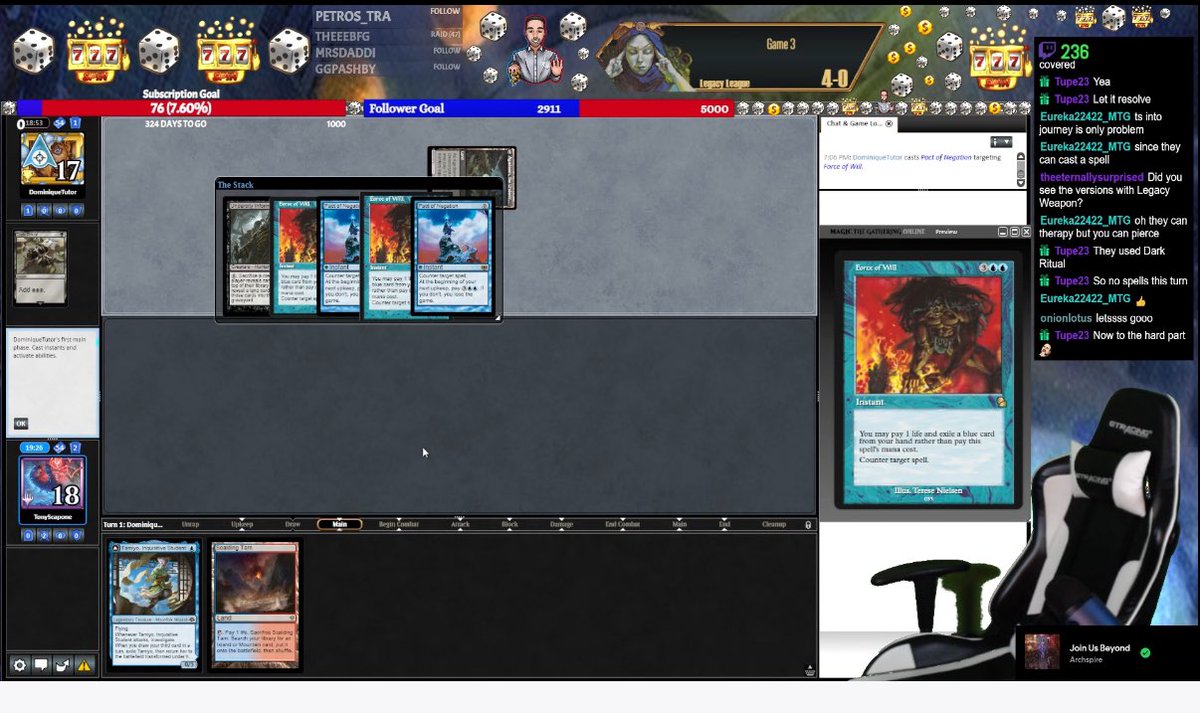 Eureka22422_MTG's tweet photo. I have captured the moment @TonyScapone stops playing fair decks and finally starts his villain arc and becomes a combo player. https://t.co/CfFqw67AWQ