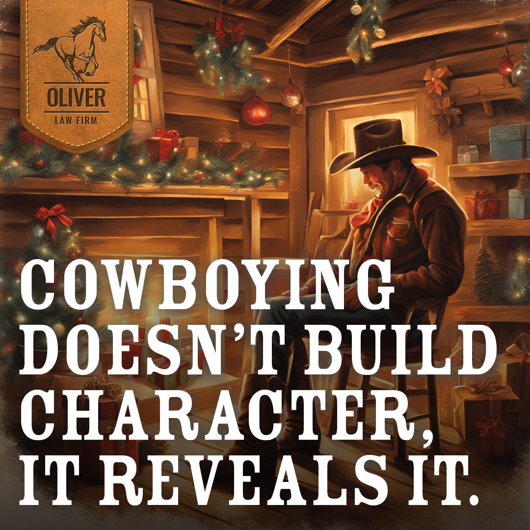 Oliver_LawFirm's tweet photo. When the stakes are high, and the pressure’s on, true grit and integrity shine through. At Oliver Law Firm, we know every trial is a test of resolve, and we show up ready to ride for our clients every single time.
#OliverLaw #CowboyQuote #CowboyCode https://t.co/kQhO4Mwtut