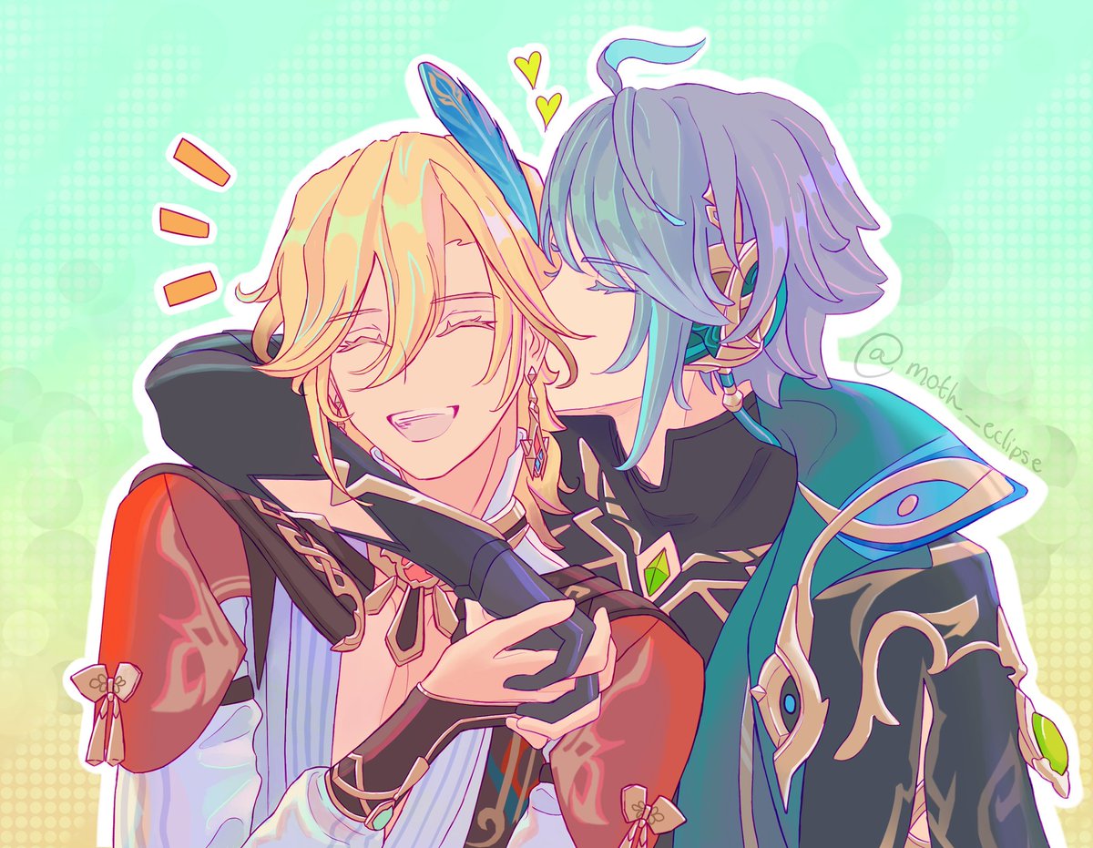 moth_eclipse's tweet image. Alhaitham makes Kaveh so happy! 🌱🏛️
#haikaveh