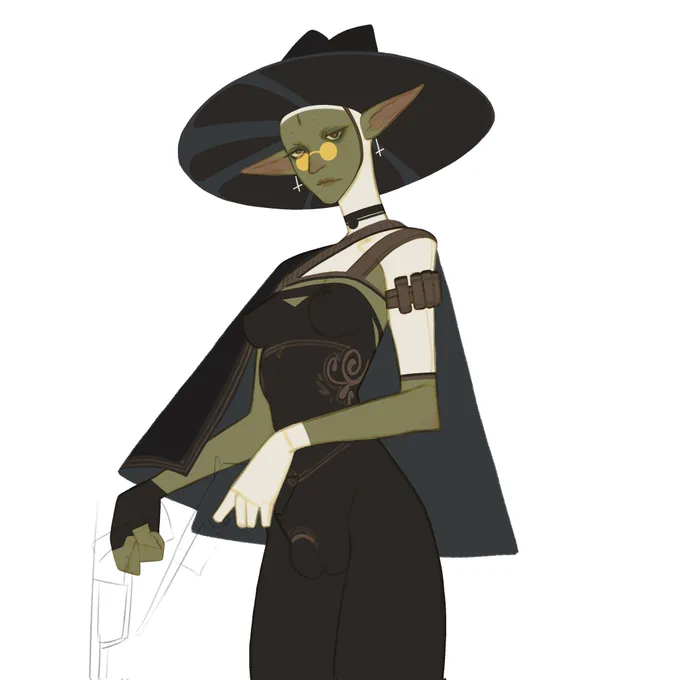 Making a pathfinder character. I don't have a name for her yet but I'm down for suggestions. She is a half orc that thinks shes a goblin~ 
