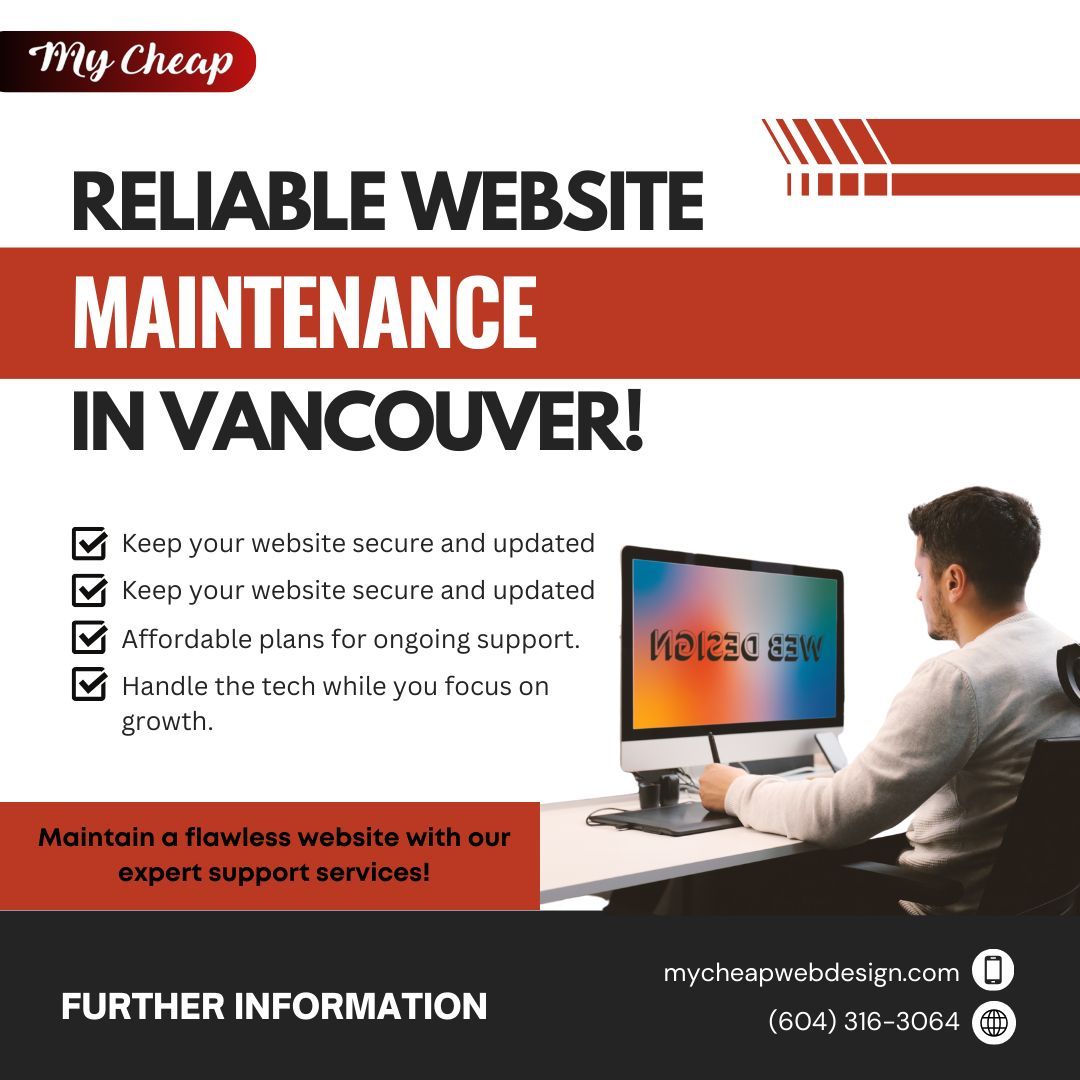 mycheapwebs's tweet image. buff.ly/49BHpTx
Your website deserves the best care! Our reliable website maintenance services in Vancouver ensure your site stays updated. Focus on your business while we take care of the tech!
#WebsiteMaintenance #AffordableWebSolutions #WebDesignForStartups