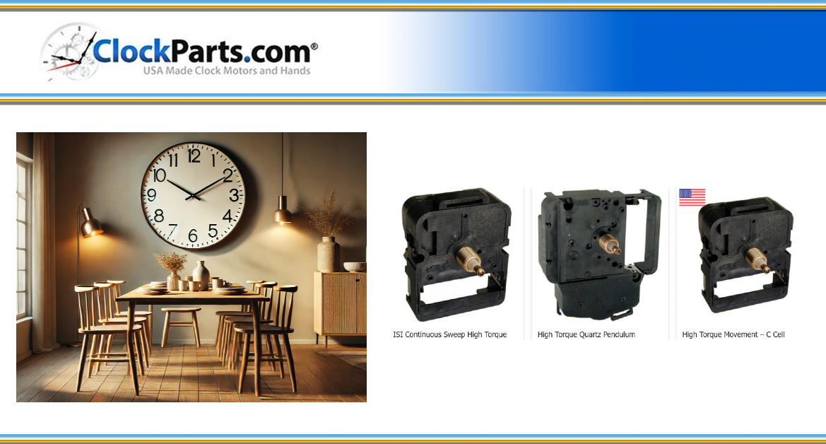 ClockPartsCom's tweet image. Dreaming of a giant #WallClock? 🕒 Find the best high torque motors &amp;amp; large #clockhands for clocks up to 3.5 ft! Perfect for your DIY project—visit our site to get started! #HomeDecor #DIYClocks clockparts.com/high-torque-cl…