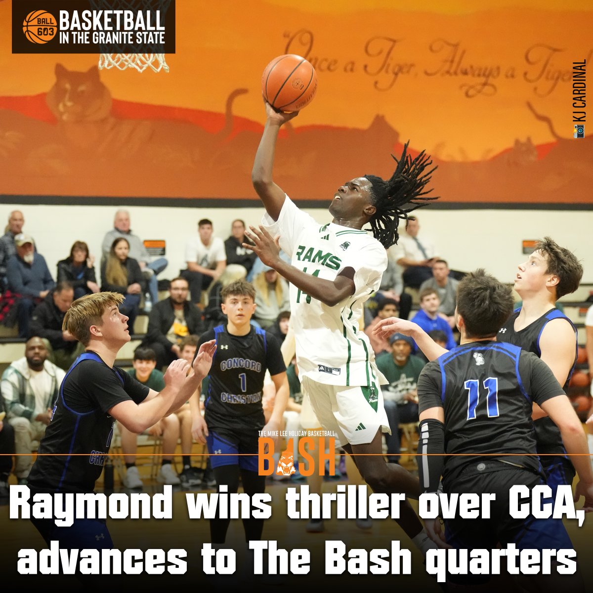 In the game of the tournament so far, Raymond earned a hard-fought 75-69 victory over Concord Christian on Friday night to advance to the quarterfinal round of The Bash.

Check out the full photo gallery by KJ Cardinal... ball603.smugmug.com/The-Bash-CCA-B…