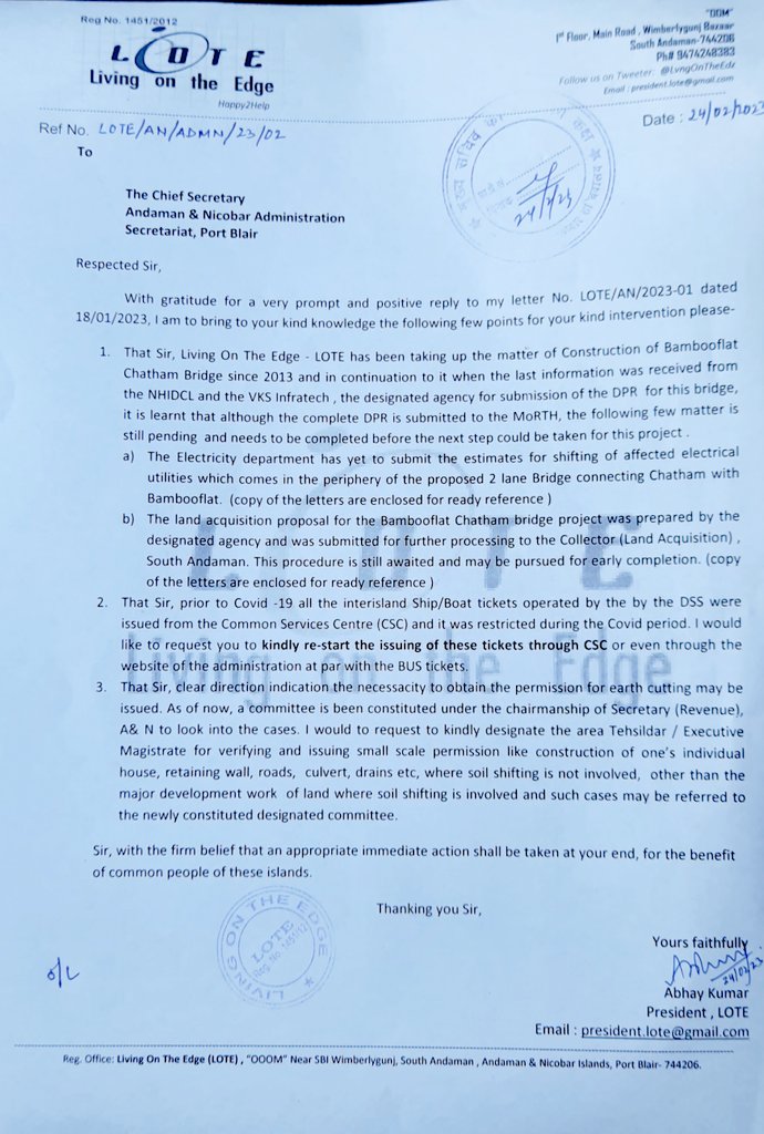 While welcoming <a href="/nitin_gadkari/">Nitin Gadkari</a> ji , <a href="/MORTHIndia/">MORTHINDIA</a> to these islands, would request him to lay the foundation stone for the much awaited #Bambooflat_Chatham_Bridge. 

<a href="/BishnuPadaRay12/">Bishnu Pada Ray</a>
<a href="/Andaman_Admin/">Andaman and Nicobar Admn</a> 
<a href="/BJP4AnN/">BJP Andaman Nicobar</a>
<a href="/airnews_pb/">Akashvani News, Sri Vijaya Puram, A&N Islands 🇮🇳</a>