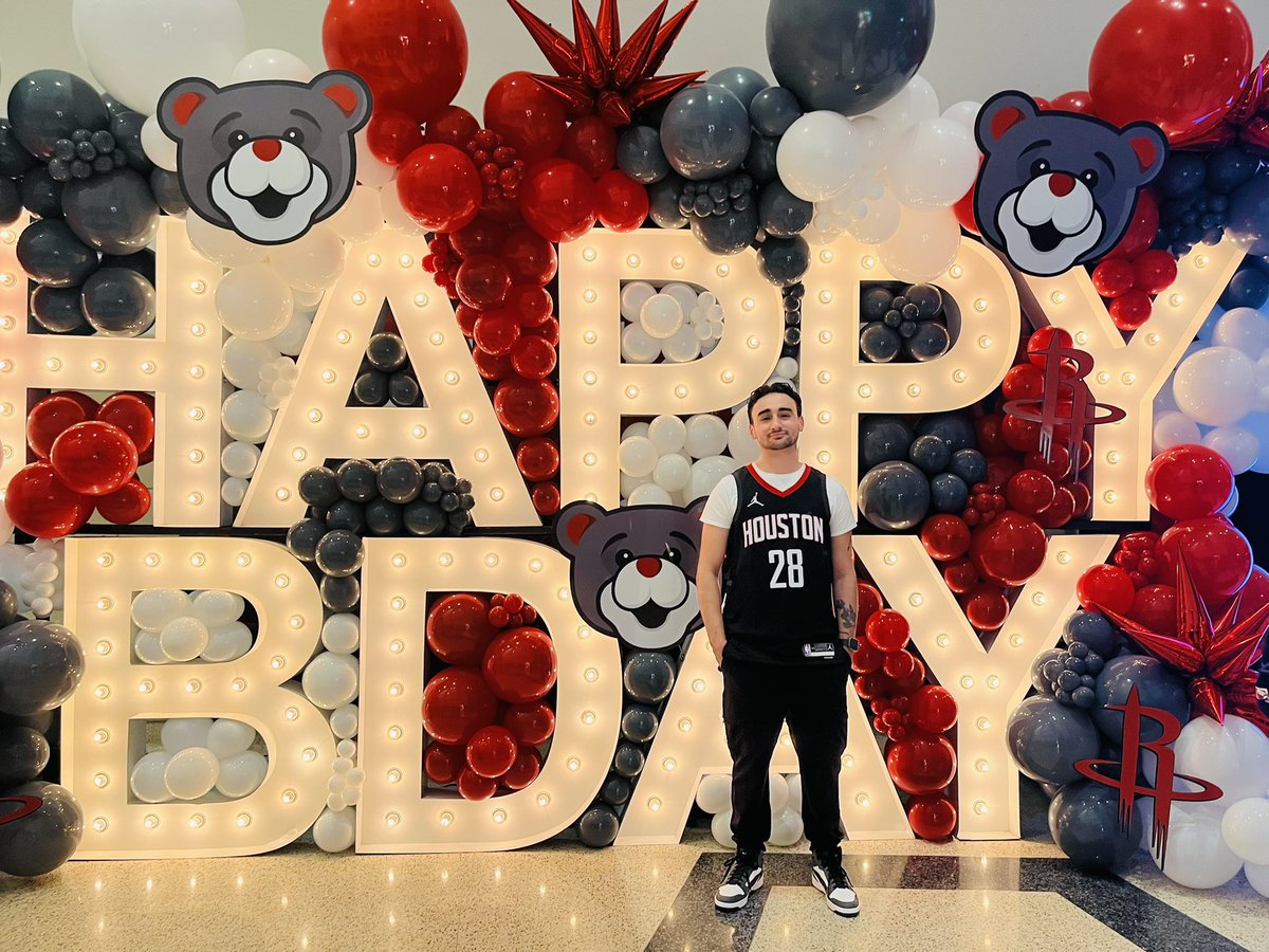 At the <a href="/HoustonRockets/">Houston Rockets</a> game with the family celebrating our oldest son’s birthday! Who knew that Trinidad and <a href="/clutchthebear/">Clutch the Bear</a> were birthday twins?!!!! Go Rockets! 🚀 🤘🏼