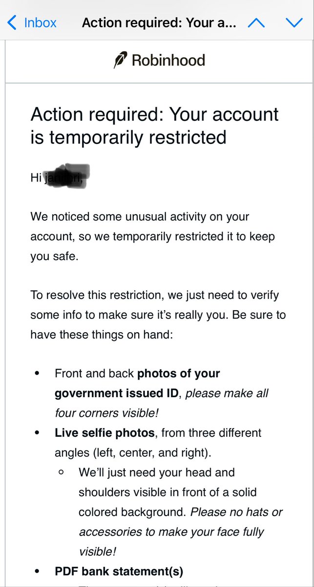 ztrader16's tweet photo. when you have a winning trade in robin hood, you are considered suspicious and all the information is needed after years. Money is held back and unable to withdraw as it was restricted. Robinhood @RobinhoodApp $hood where we steal from the poor to pay the rich. https://t.co/vDjb5kZZBB
