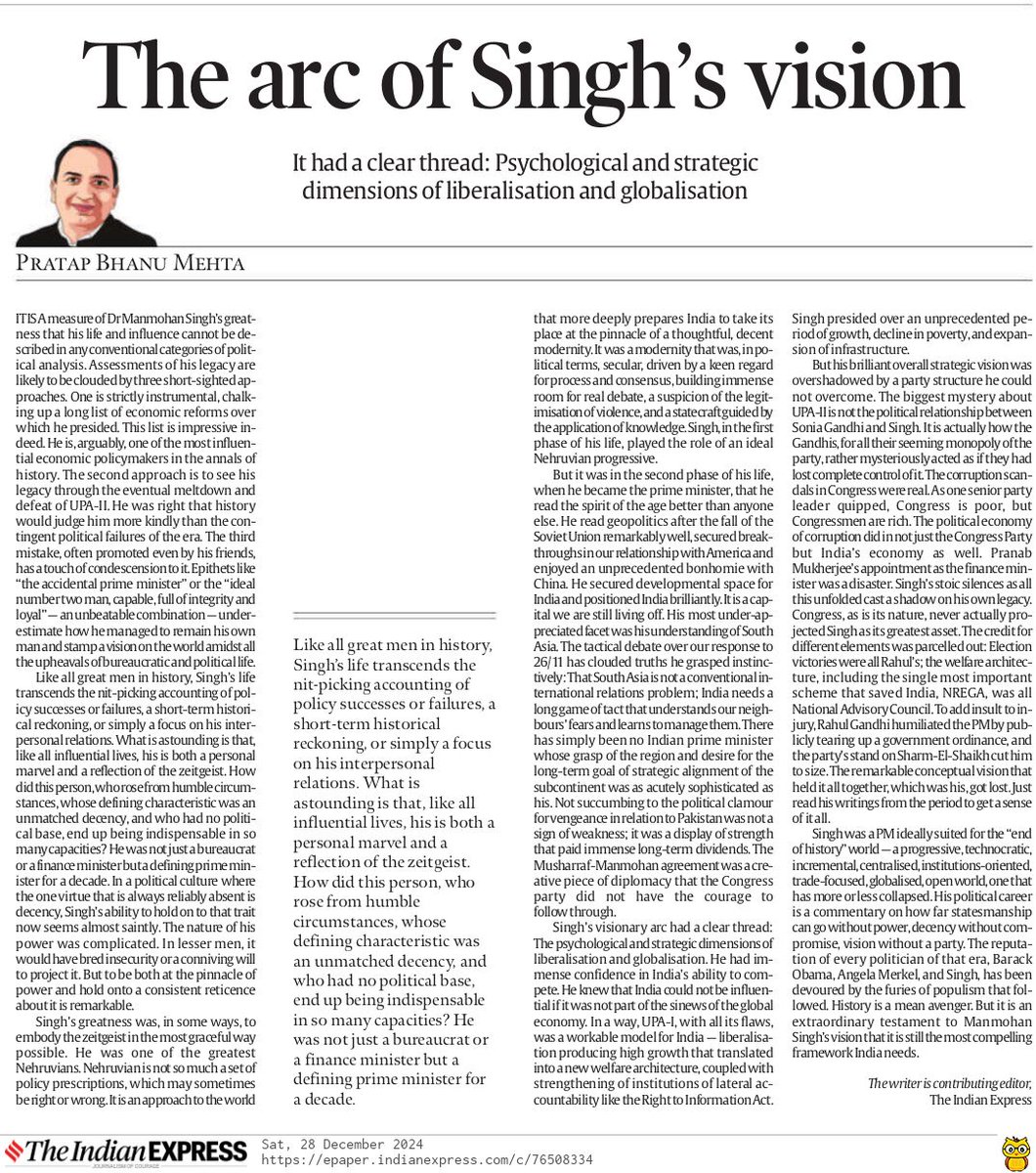 On Prime Minister Singh