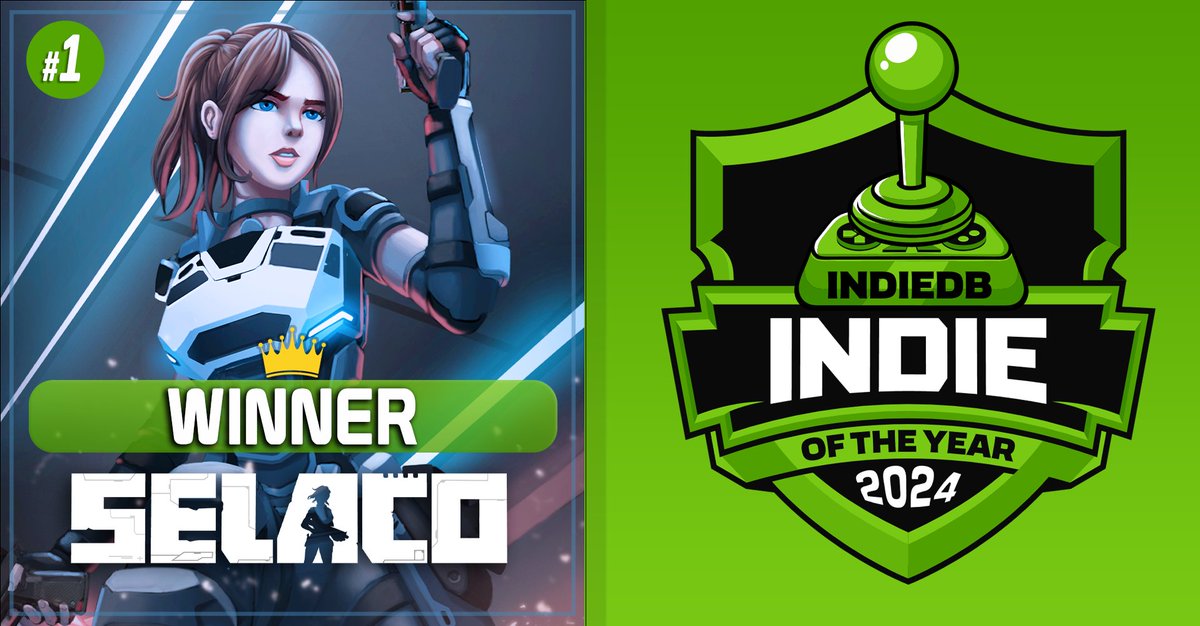 Selaco has won the 2024 Indie of the Year Award (Player's Choice) on IndieDB!

Thank you all so much!