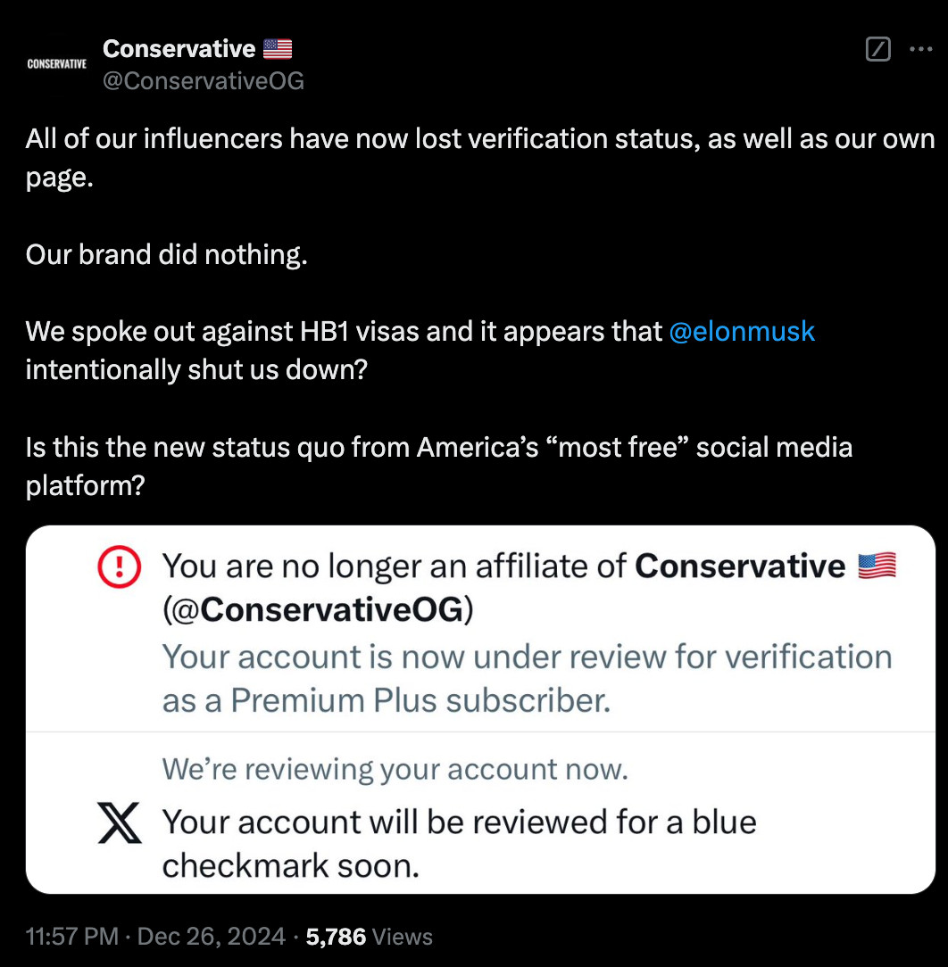 RealJakeBroe's tweet photo. Elon Musk never cared about free speech.  He only ever cared about speech that he agreed with while he was trying to take over the government.

Now that Elon Musk controls the US Government, his goal will be to silence the free speech of anyone who opposes him, whether they are MAGA, conservative, liberal, or whoever.