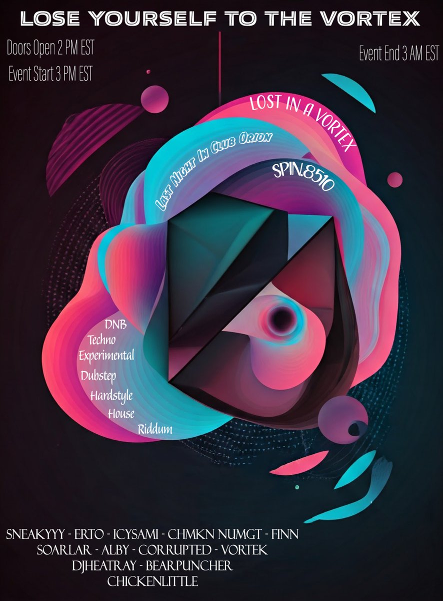 LostInAVortexVR's tweet photo. Join us tomorrow to Lose yourself to the Vortex!

Party starts at 3 PM EST, Doors Open at 2 PM EST!

12 Hours of DJ's, followed by an after party! https://t.co/aGHuhtpFQV