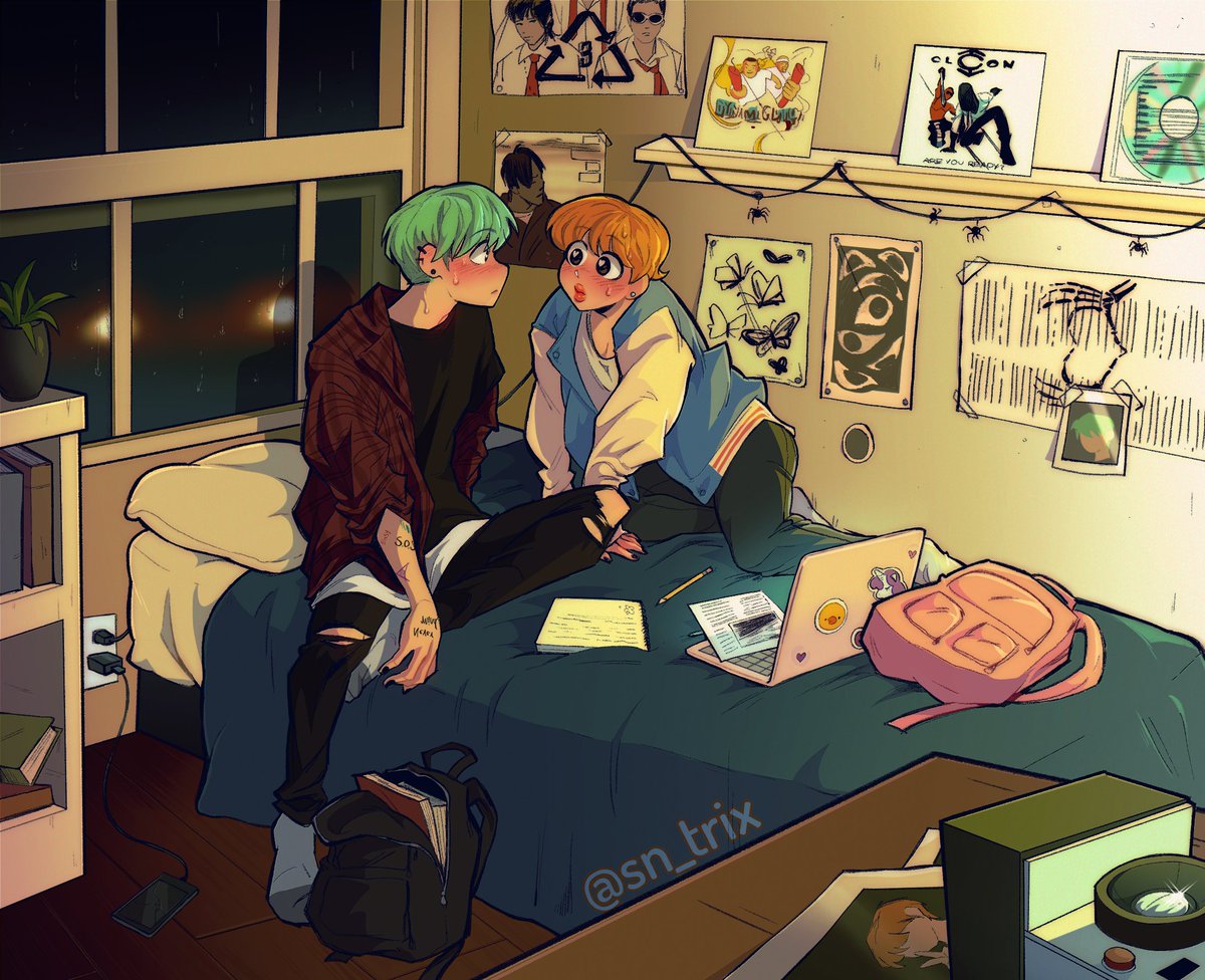 Been trying to do more backgrounds lately 🫣😶👀👀
#yoonminfanart #yoongi #jimin