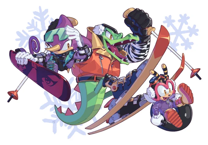 It's still December, so I can post holiday costumes-- the Chaotix are ready for a day on the slopes!
