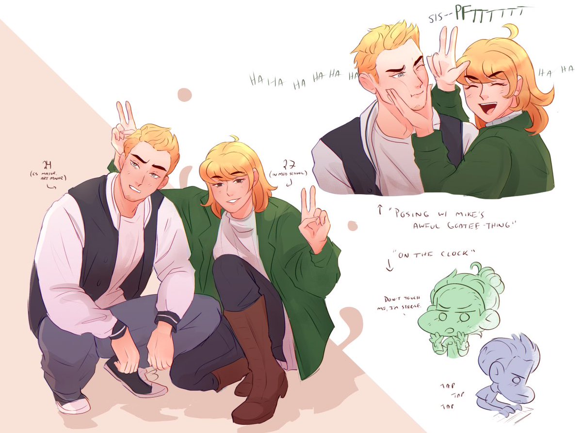 jouleteon's tweet photo. two realms always gave me early 2010s vibes (dtl 2 came out in 2009, then the four year time skip) so here's headcanons of what the row siblings are up to nowadays
#dtl #drawntolife #drawntolifetr https://t.co/PUFlGXzzhD