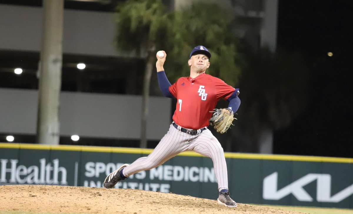 D1Baseball (@d1baseball) on Twitter photo Junior college transfer <a href="/BollingerMj/">Michael (MJ) Bollinger Jr.</a> earned <a href="/FAUBaseball/">Florida Atlantic Baseball</a>'s closer job this fall due to his extensive pitching arsenal: a fastball up to 94, two breaking balls, a changeup and an effective knuckler.
“MJ has no fear. He doesn’t care what people think or what he looks like.” Junior college transfer <a href="/BollingerMj/">Michael (MJ) Bollinger Jr.</a> earned <a href="/FAUBaseball/">Florida Atlantic Baseball</a>'s closer job this fall due to his extensive pitching arsenal: a fastball up to 94, two breaking balls, a changeup and an effective knuckler.
“MJ has no fear. He doesn’t care what people think or what he looks like.”