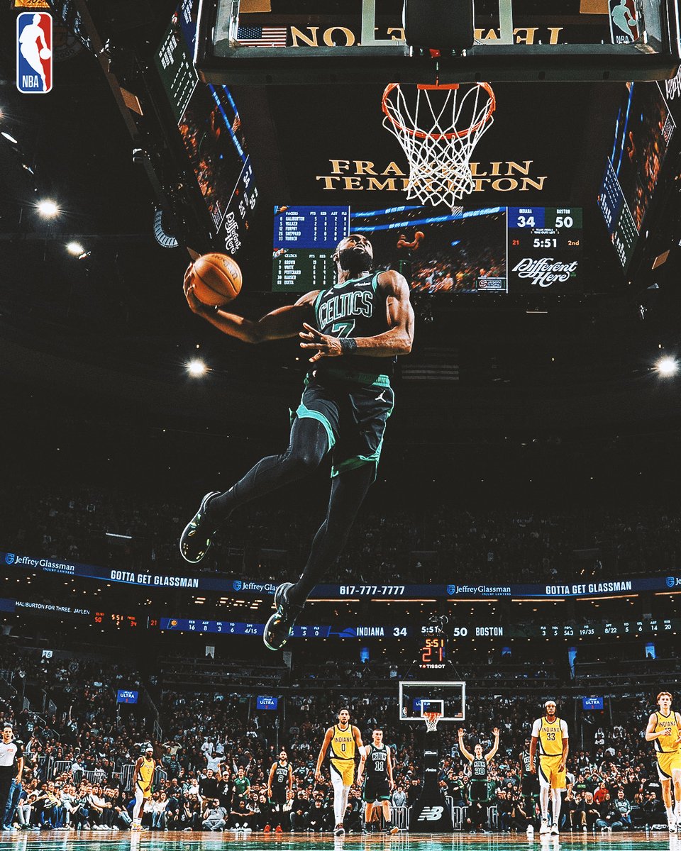 NBA's tweet photo. Jaylen Brown. Airborne. https://t.co/yMFniaNfOz