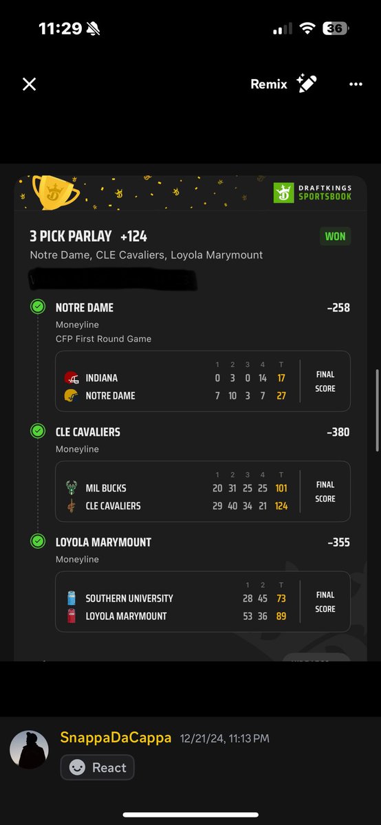 He's the goat!! 🐐🐐🐐 

That goes without saying! The work speaks for itself! From a few days ago to Christmas! Consistent cash! Units on units! <a href="/Snappadacappa/">Snapp 😈</a> feeding the streets daily! Plays posted in the vip! 

#GamblingX #GamblingTwitter

+120 ✅
+169 ✅
+253 ✅
+124 ✅
