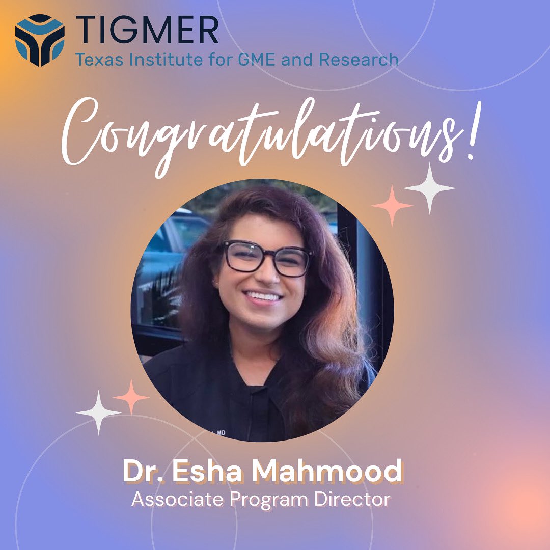 LaredoFMR's tweet photo. We are thrilled to welcome Dr. Esha Mahmood as our new Associate Program Director!  We are honored to have her leadership and expertise guiding the next generation of family medicine physicians. Congratulations, Dr. Mahmood! 🎉👏✨

#AssociatePD #familymedicineresidency https://t.co/d789MAhmqT